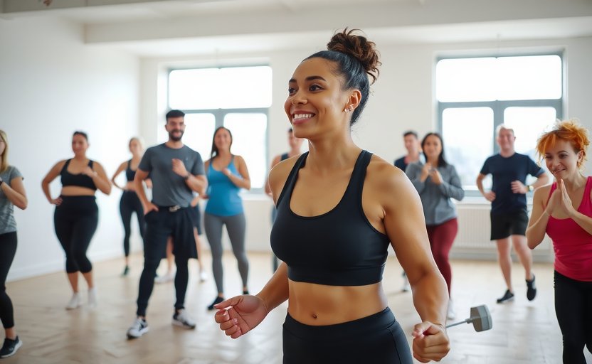 Beginner in welcoming HIIT class at playmununa gym Köln